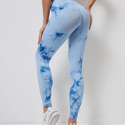 Fyoja | Seamless Tie-Dye Leggings – Bold Scrunch Edition - Blue