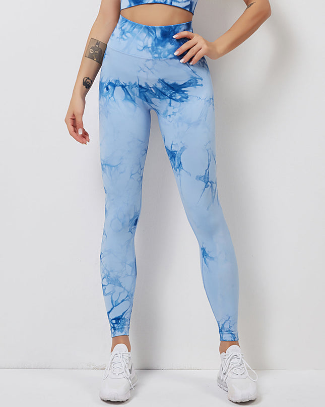 Fyoja | Seamless Tie-Dye Leggings – Bold Scrunch Edition - Blue