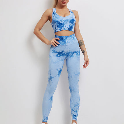 Fyoja | Seamless Tie-Dye Leggings – Bold Scrunch Edition - Blue