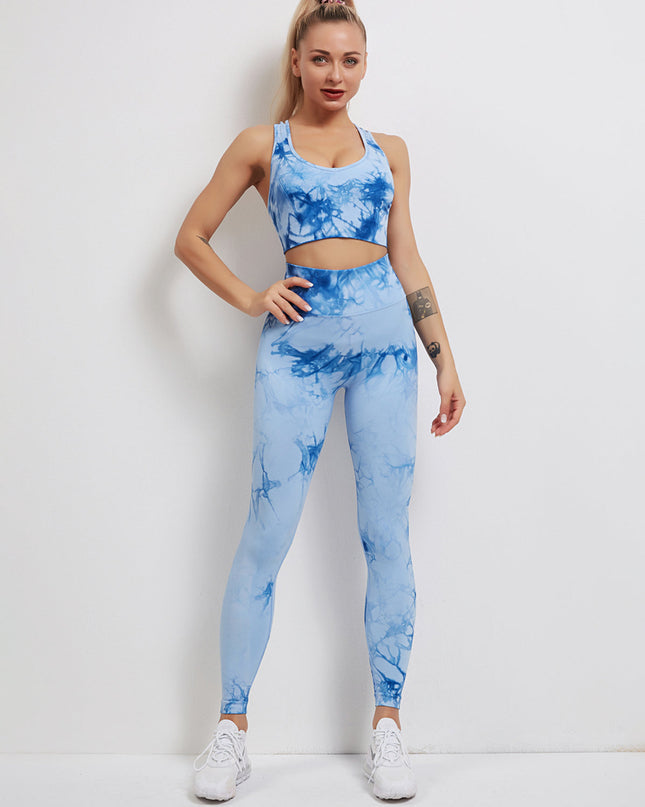 Fyoja | Seamless Tie-Dye Leggings – Bold Scrunch Edition - Blue