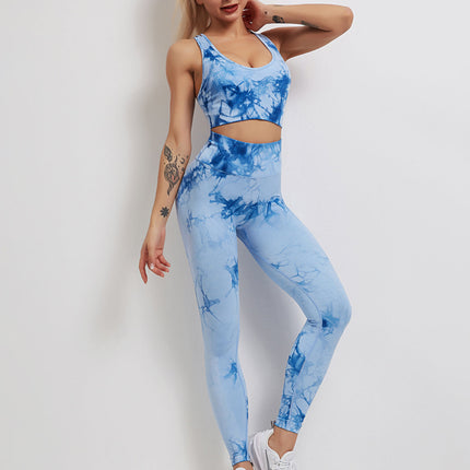 Fyoja | Seamless Tie-Dye Leggings – Bold Scrunch Edition - Blue