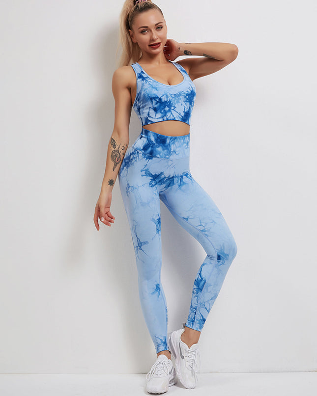 Fyoja | Seamless Tie-Dye Leggings – Bold Scrunch Edition - Blue