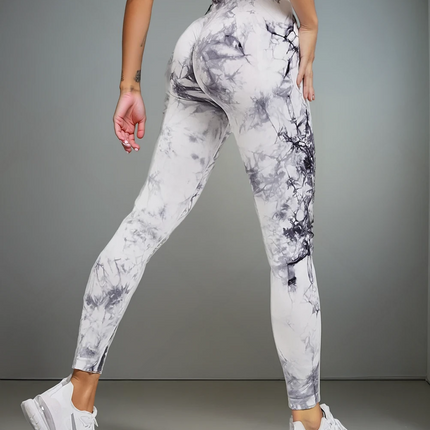Fyoja | Seamless Tie-Dye Leggings – Bold Scrunch Edition - Gray
