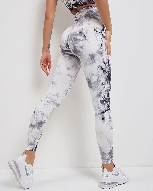 Fyoja | Seamless Tie-Dye Leggings – Bold Scrunch Edition - Gray