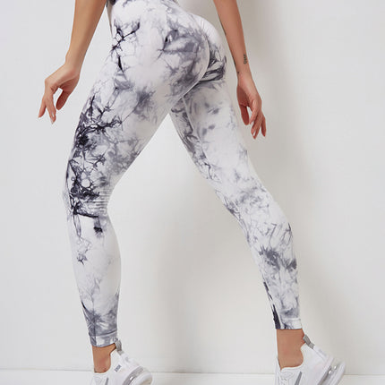 Fyoja | Seamless Tie-Dye Leggings – Bold Scrunch Edition - Gray