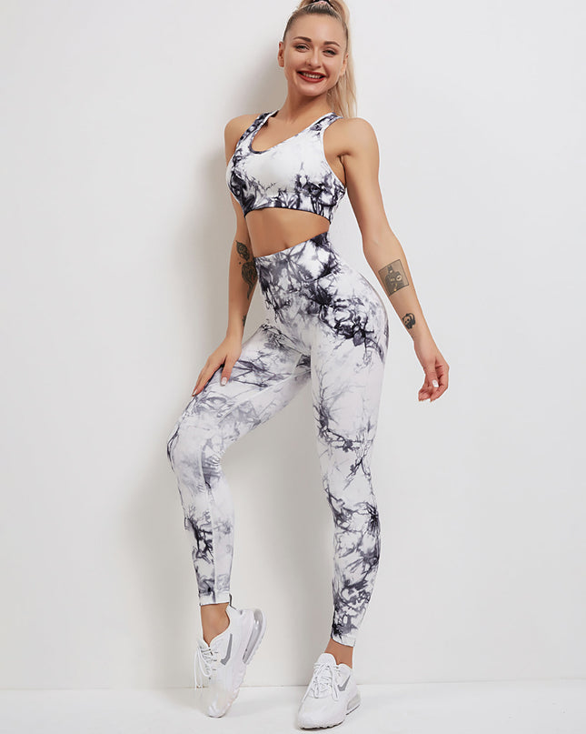 Fyoja | Seamless Tie-Dye Leggings – Bold Scrunch Edition - Gray