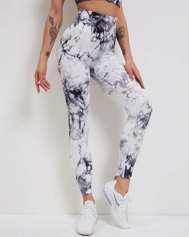 Fyoja | Seamless Tie-Dye Leggings – Bold Scrunch Edition - Gray