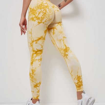 Fyoja | Seamless Tie-Dye Leggings – Bold Scrunch Edition - Yellow