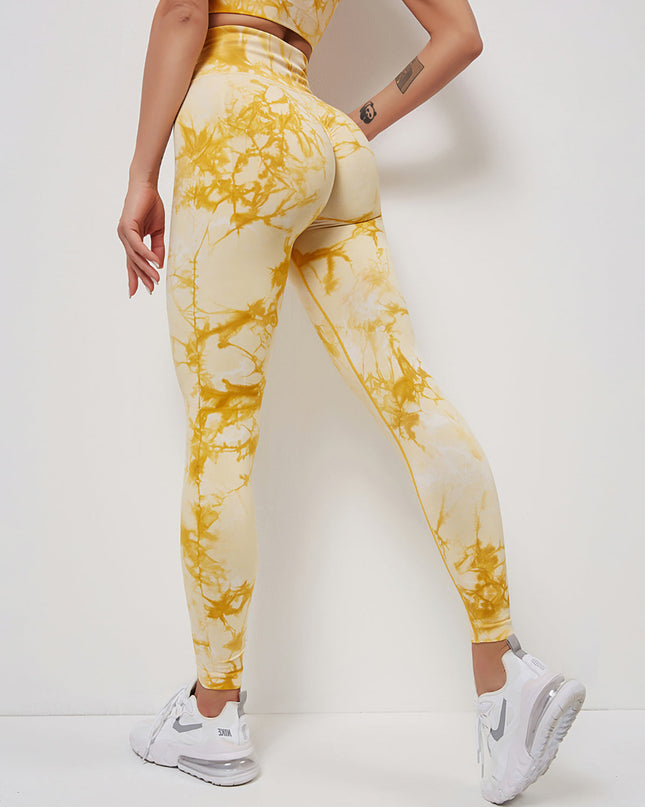 Fyoja | Seamless Tie-Dye Leggings – Bold Scrunch Edition - Yellow