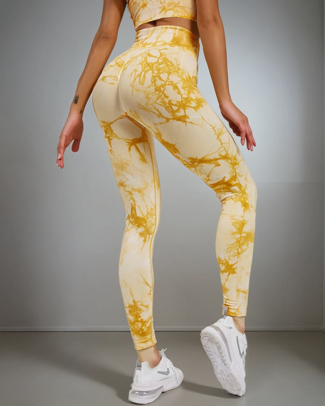 Fyoja | Seamless Tie-Dye Leggings – Bold Scrunch Edition - Yellow