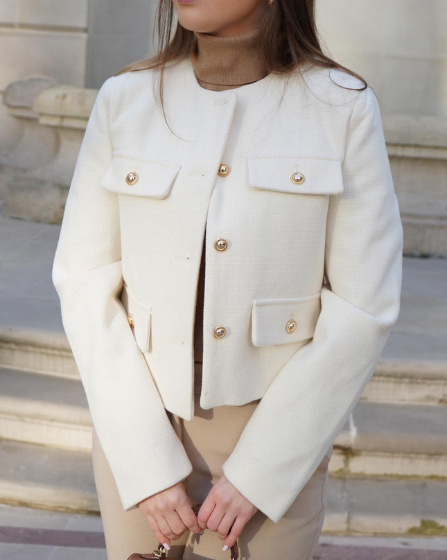 Gracea | Vintage Buttoned Coat – Cropped Jacket