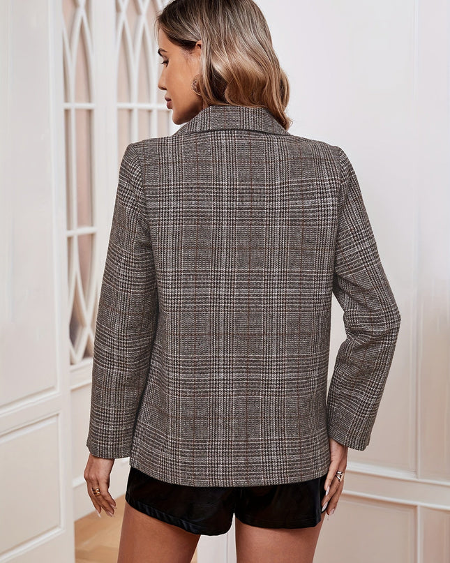 Gridelle | Long Business Blazer – Herringbone Coat Style