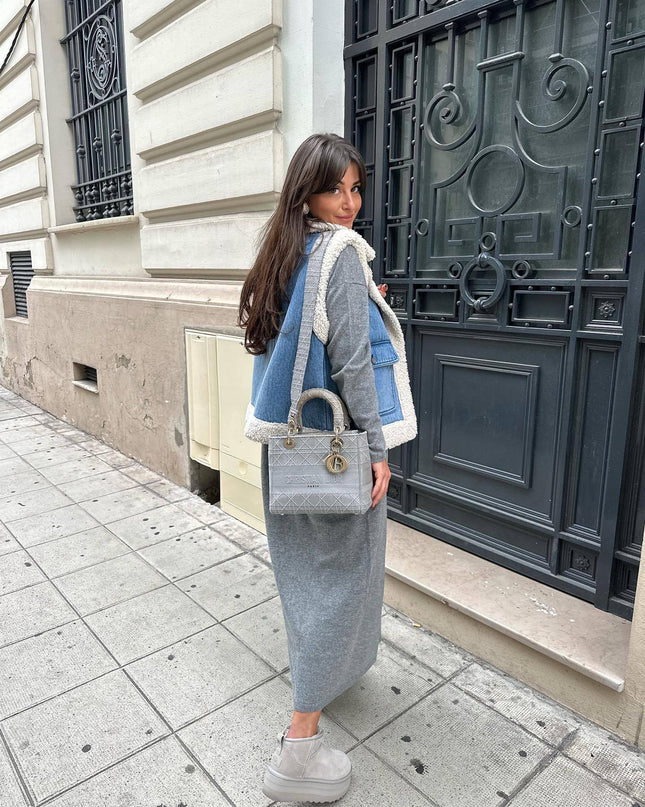 Hadleyra | Shearling Denim Vest – Lapel with Pockets