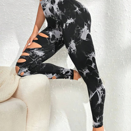Haelle | Seamless Scrunch Leggings – Sleek Performance Fit - Black White