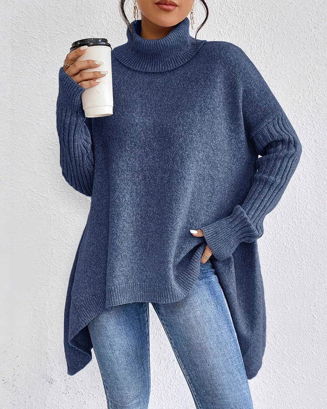 Heidelle | Oversize Roll Neck Sweater – Ribbed Cuff Hem