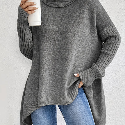 Heidelle | Oversize Roll Neck Sweater – Ribbed Cuff Hem