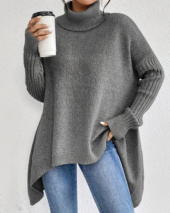 Heidelle | Oversize Roll Neck Sweater – Ribbed Cuff Hem