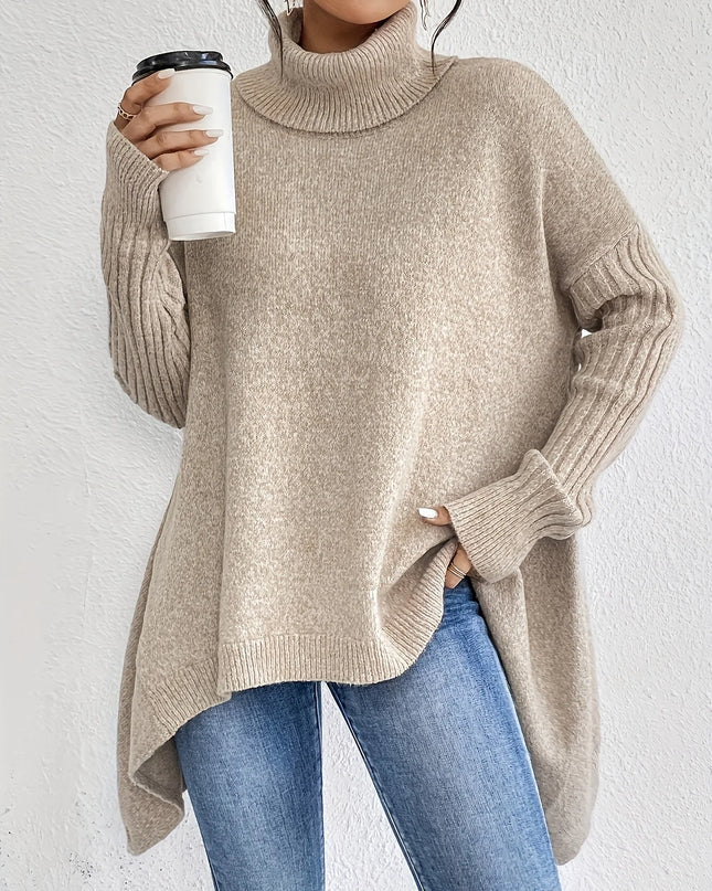 Heidelle | Oversize Roll Neck Sweater – Ribbed Cuff Hem