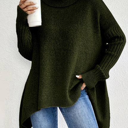 Heidelle | Oversize Roll Neck Sweater – Ribbed Cuff Hem