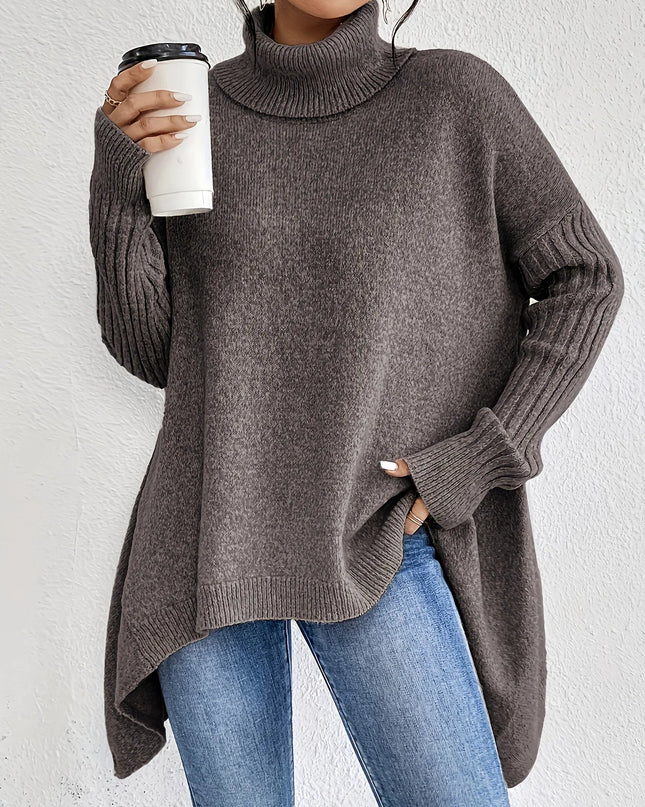 Heidelle | Oversize Roll Neck Sweater – Ribbed Cuff Hem