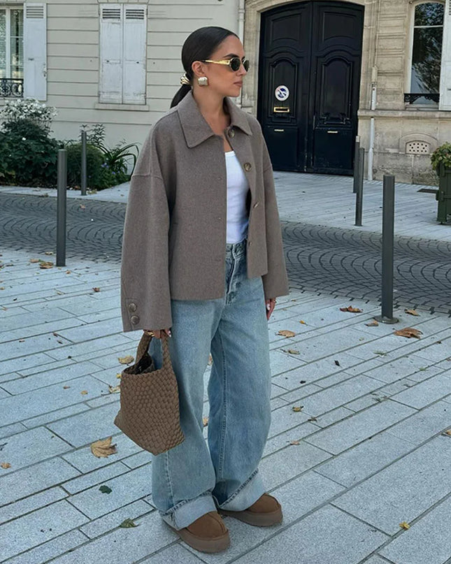 Helene | Buttoned Autumn Coat – Wool Coat