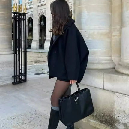 Isabelia | Asymmetric Buttons Overcoat – Wrap Coat with Pockets