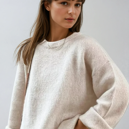 Leia | Oversized Wool Sweater – Crew neck Knitwear