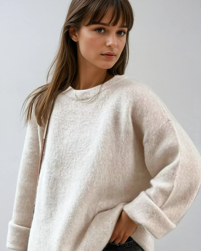 Leia | Oversized Wool Sweater – Crew neck Knitwear