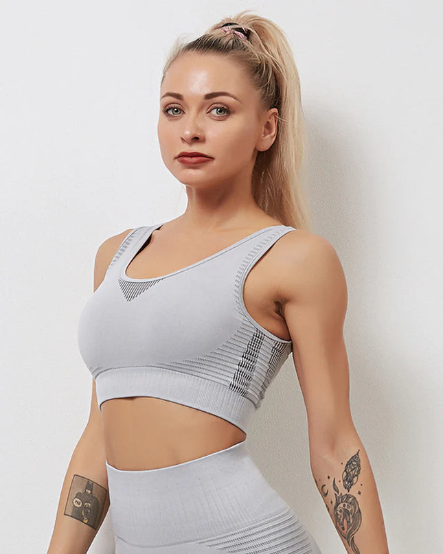 Aura | Seamless Sports Bra – Ultimate Comfort & Performance Light Gray