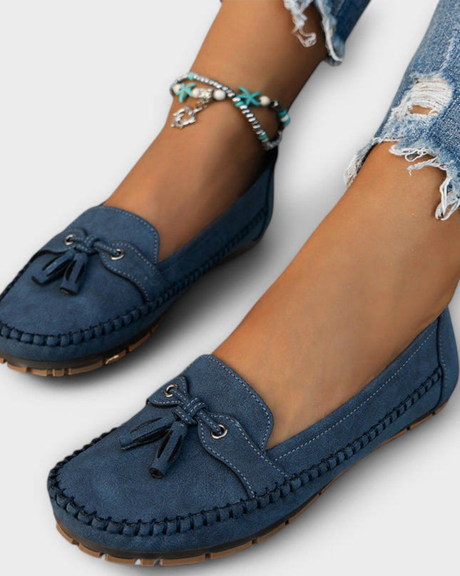 Lisette | Slip-on Loafers with Tassel – Suede Flat Shoes