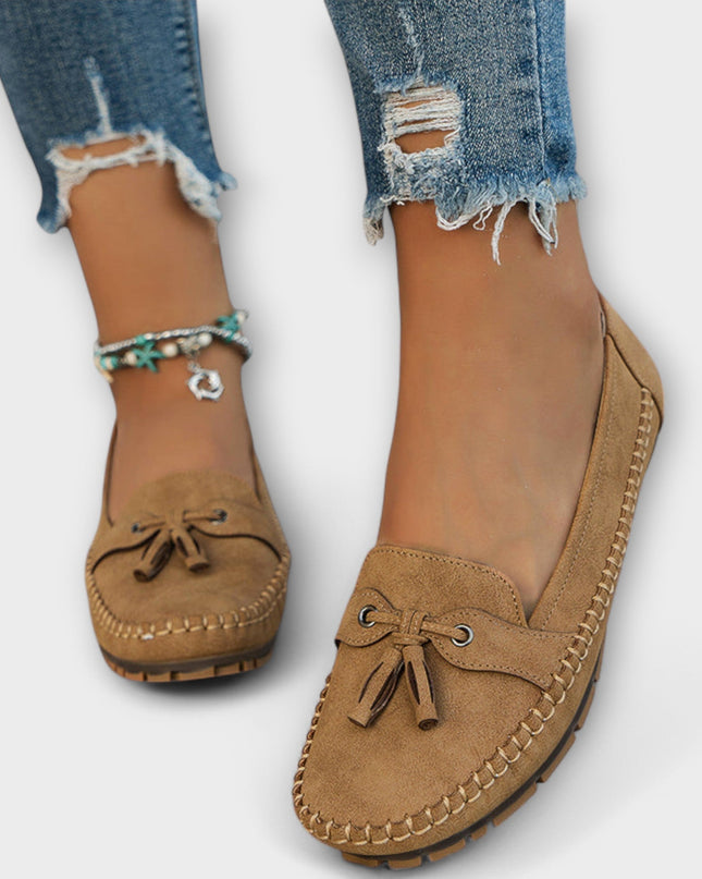 Lisette | Slip-on Loafers with Tassel – Suede Flat Shoes