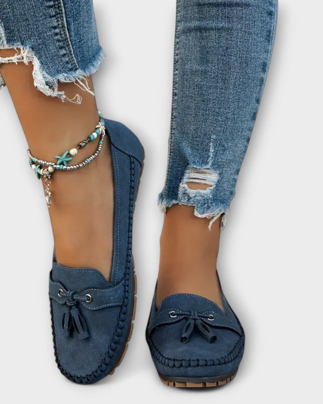 Lisette | Slip-on Loafers with Tassel – Suede Flat Shoes