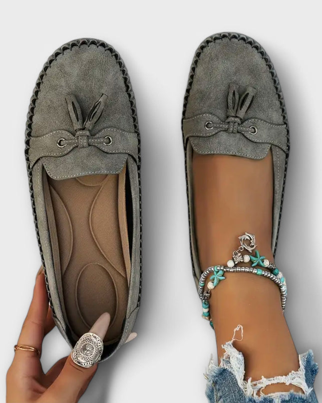 Lisette | Slip-on Loafers with Tassel – Suede Flat Shoes