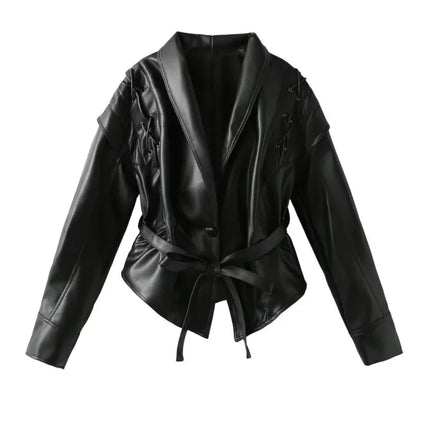 Madrona | Tie Belt Leather Jacket – Wrap Jacket