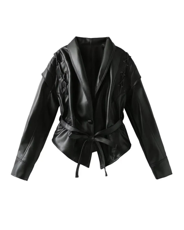 Madrona | Tie Belt Leather Jacket – Wrap Jacket