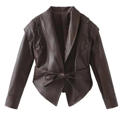Madrona | Tie Belt Leather Jacket – Wrap Jacket