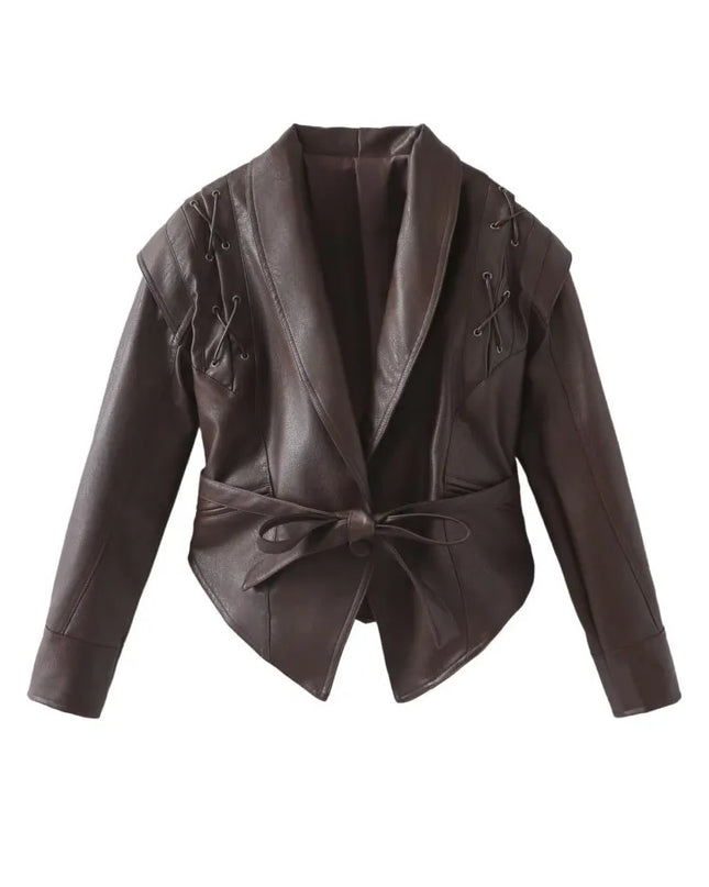 Madrona | Tie Belt Leather Jacket – Wrap Jacket