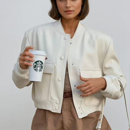 Maven | Cropped Bomber Jacket – Clasp Closure