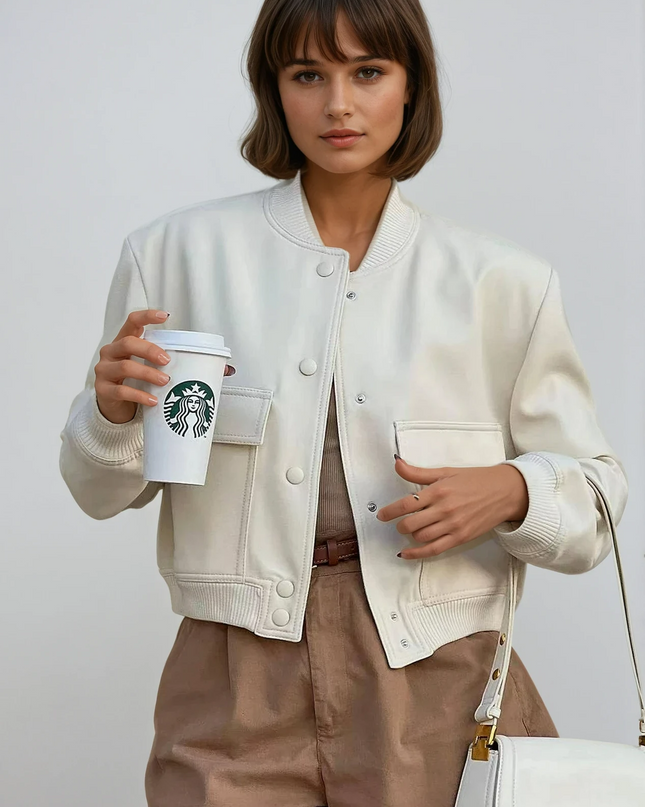 Maven | Cropped Bomber Jacket – Clasp Closure