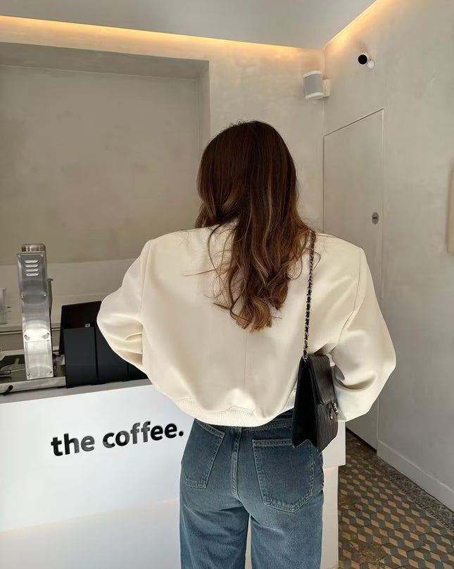 Maven | Cropped Bomber Jacket – Clasp Closure