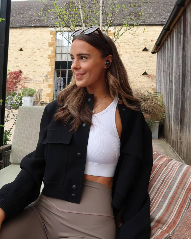 Maven | Cropped Bomber Jacket – Clasp Closure