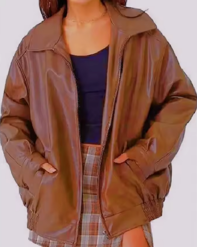 Meadow | Classic PU Leather Jacket – Wrap Jacket with Zipper