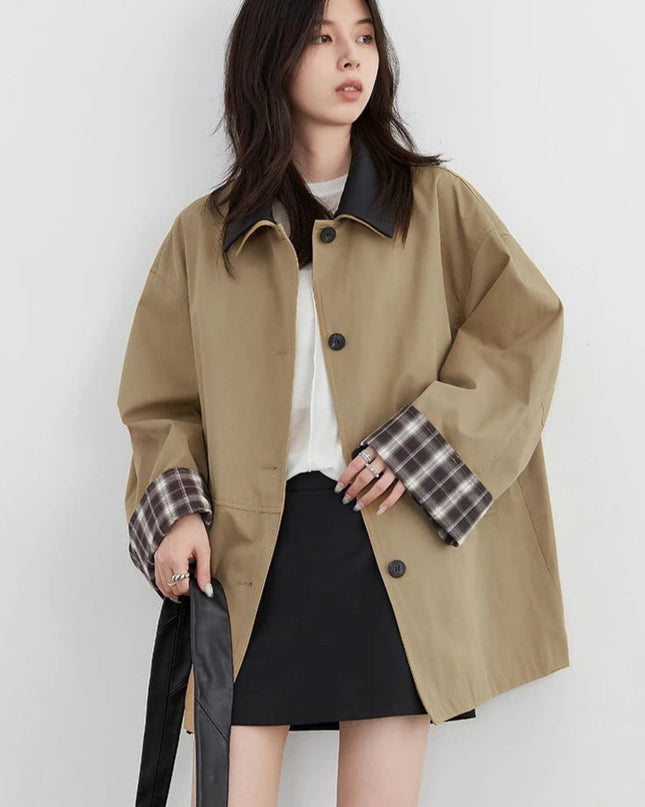 Moshi | Contrast Trim Button Jacket – Cropped Jacket