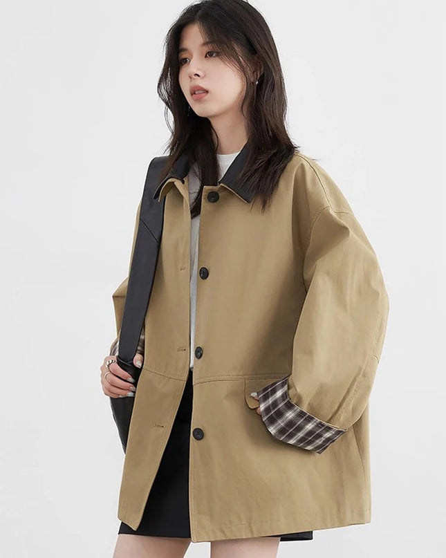 Moshi | Contrast Trim Button Jacket – Cropped Jacket