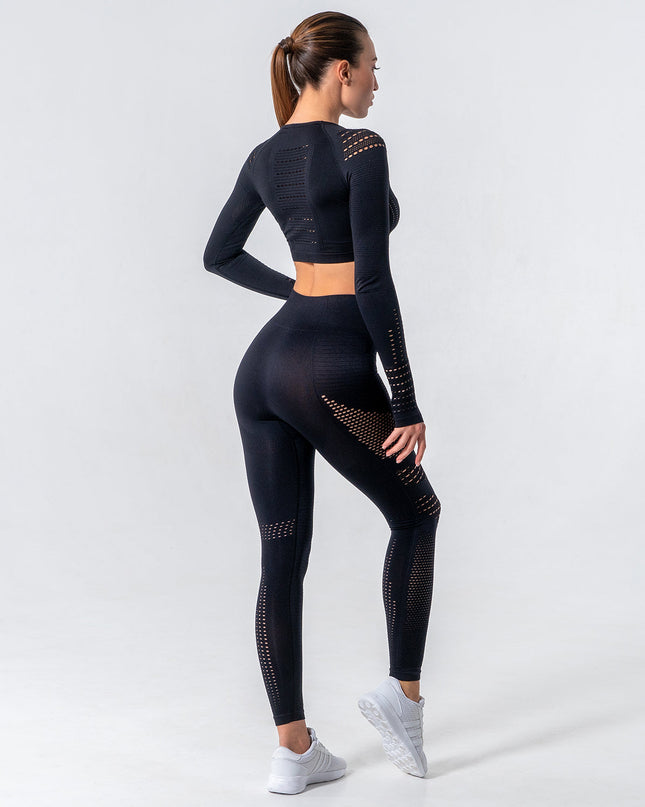 Noire | Women’s Cut-Out Seamless Leggings – Sleek Contour Design - Black