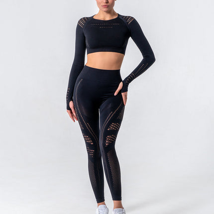 Noire | Women’s Cut-Out Seamless Leggings – Sleek Contour Design - Black