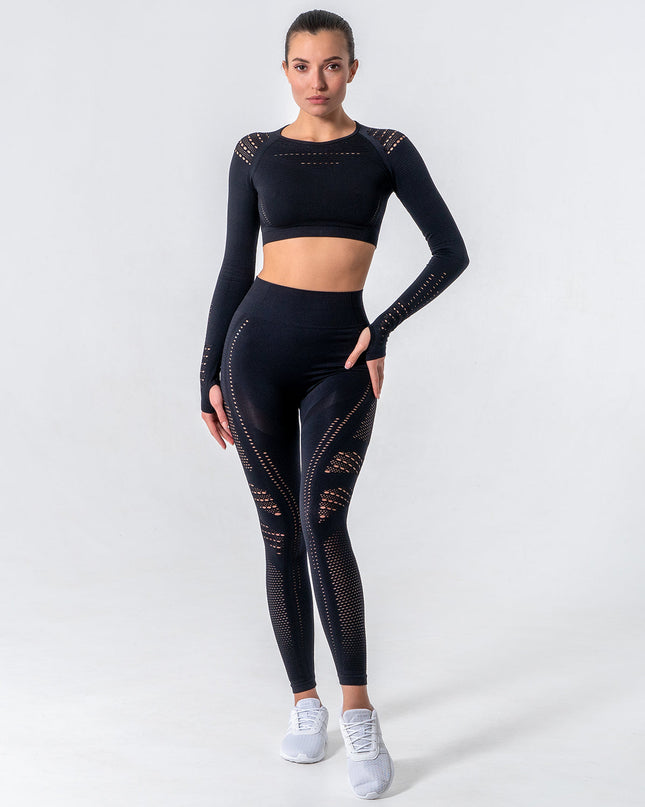 Noire | Women’s Cut-Out Seamless Leggings – Sleek Contour Design - Black