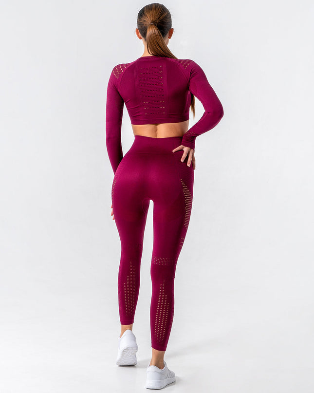 Noire | Women’s Cut-Out Seamless Leggings – Sleek Contour Design – Burgundy
