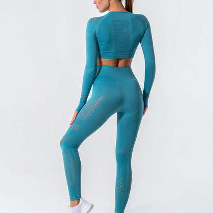 Noire | Women’s Cut-Out Seamless Leggings – Sleek Contour Design – Eastern Blue