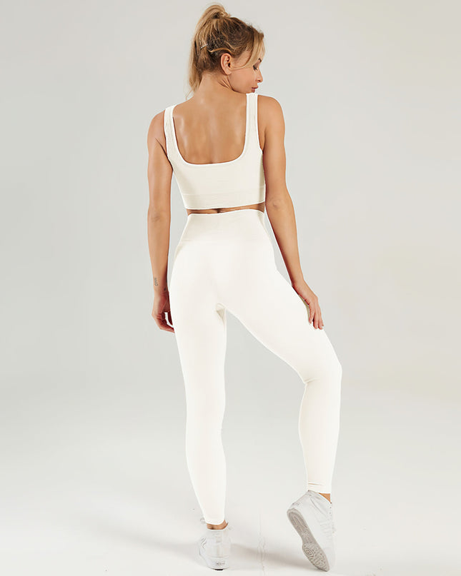 Nuvia | Women’s Ribbed Athleisure Leggings – Soft Sculpted Comfort - White